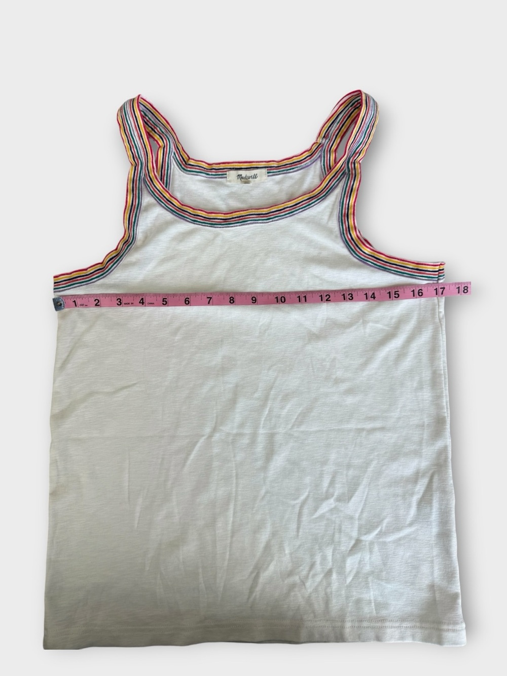 GUC Madewell Cream Tank with Rainbow Stripe Trim | XL - Picture 5 of 8